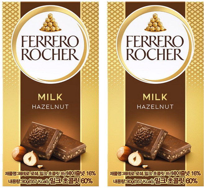 페레로로쉐 밀크 초콜릿 바, 90g, 2개