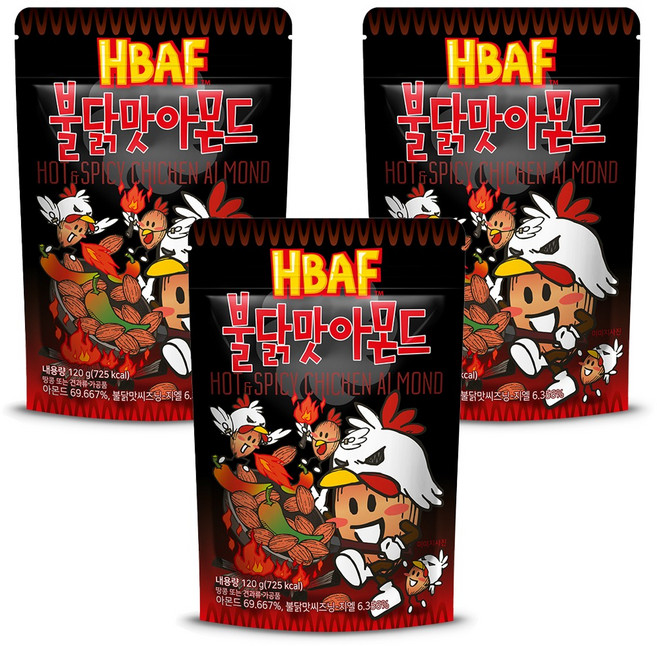 HBAF 杏仁果 火辣雞味, 120g, 3包
