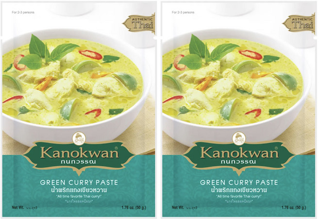 Kanokwan 泰式綠咖哩醬, 50g, 2包