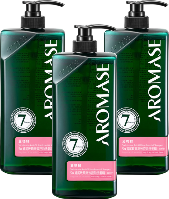 AROMASE 艾瑪絲 5α鳶尾玫瑰控油洗髮精, 3瓶, 400ml