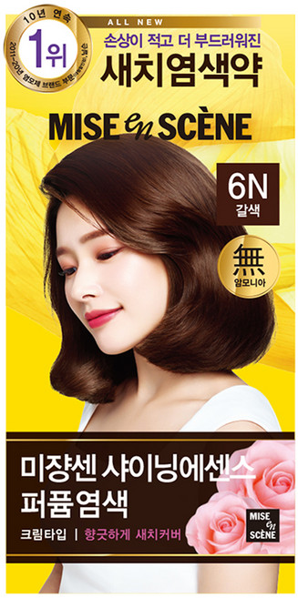 미쟝센 샤이닝 에센스 새치전용 염색제, 6N갈색, 1개