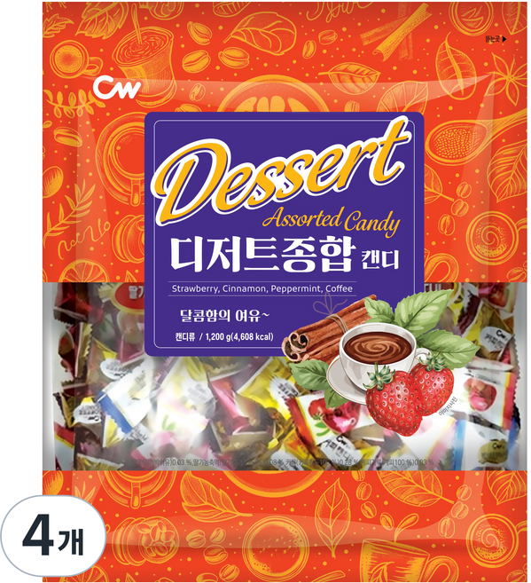 청우식품 디저트종합 캔디, 1.2kg, 4개