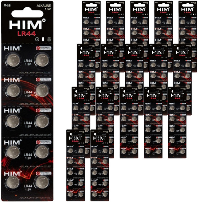 힘 알카라인 코인건전지 LR44, 10개입, 18개