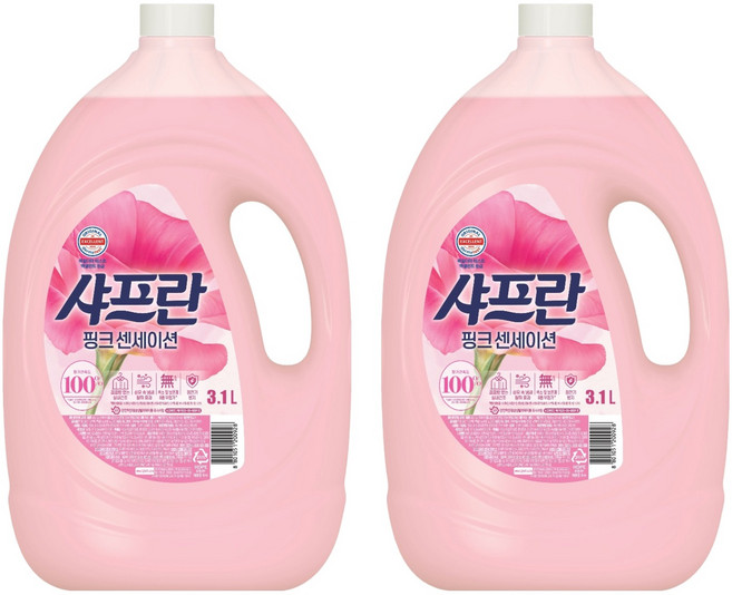 샤프란 섬유유연제 핑크 센세이션 플러스 본품, 3.1L, 2개