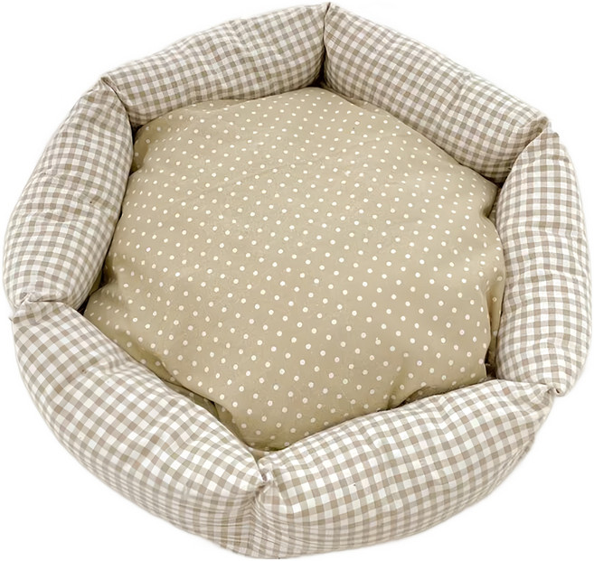 沐慕家居 冬夏兩用款寵物睡窩, 奶茶色格子, 1個