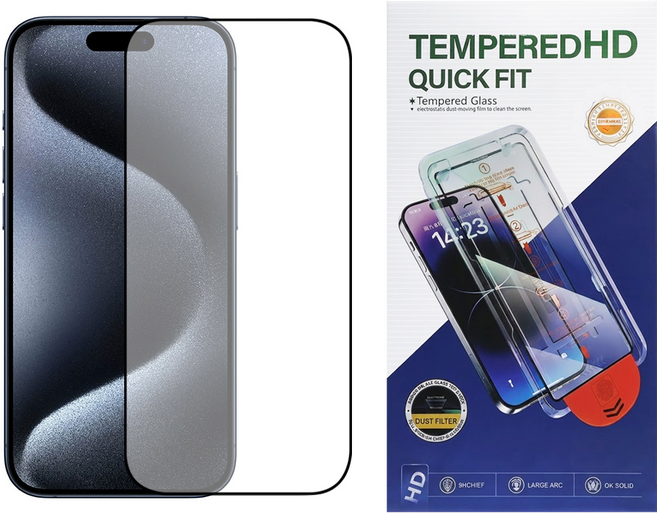 台灣 AIDA iPhone 15 Pro 螢幕保護貼 附貼模器 9H硬度 防指紋 高清 透明