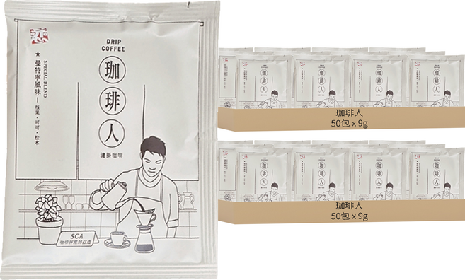 珈琲人 濾掛咖啡 曼特寧風味, 9g, 50包, 2袋