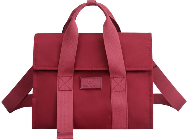 Colorful Fox 尼龍單肩休閒包 單肩/斜挎/手提, 棗紅色