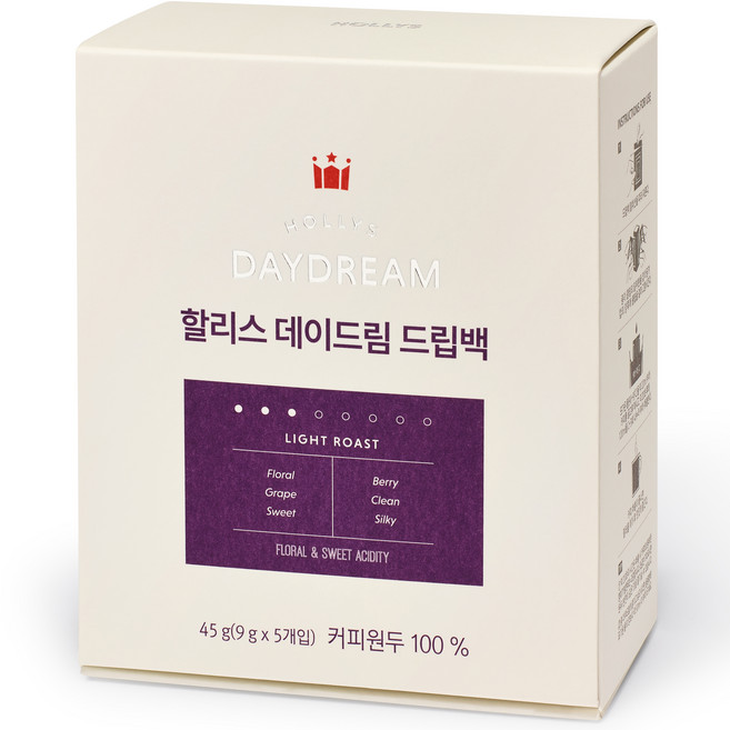 HOLLYS DAYDREAM濾掛式咖啡, 9g, 5包, 1盒