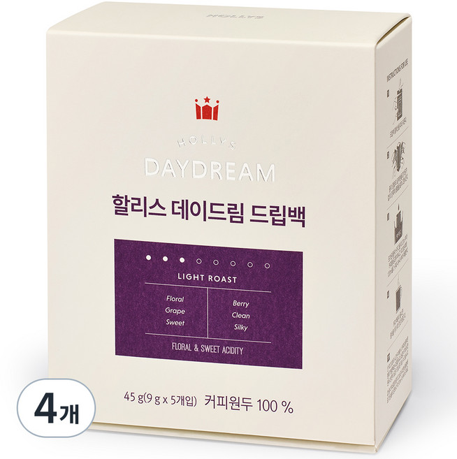 HOLLYS DAYDREAM濾掛式咖啡, 9g, 5包, 4盒