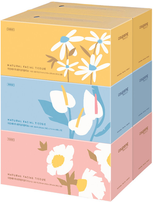 쿠팡베이직 천연펄프 각티슈 280매, 280매입, 6개