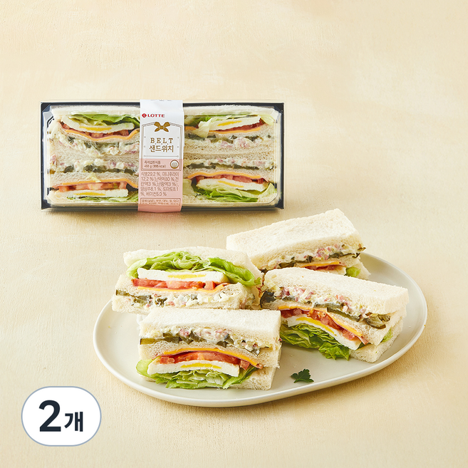 쉐푸드 BELT(베이컨 에그 양상추 토마토) 샌드위치, 488g, 2개