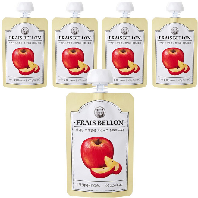 프레벨롱 짜먹는 국산 과일퓨레, 사과, 100g, 5개