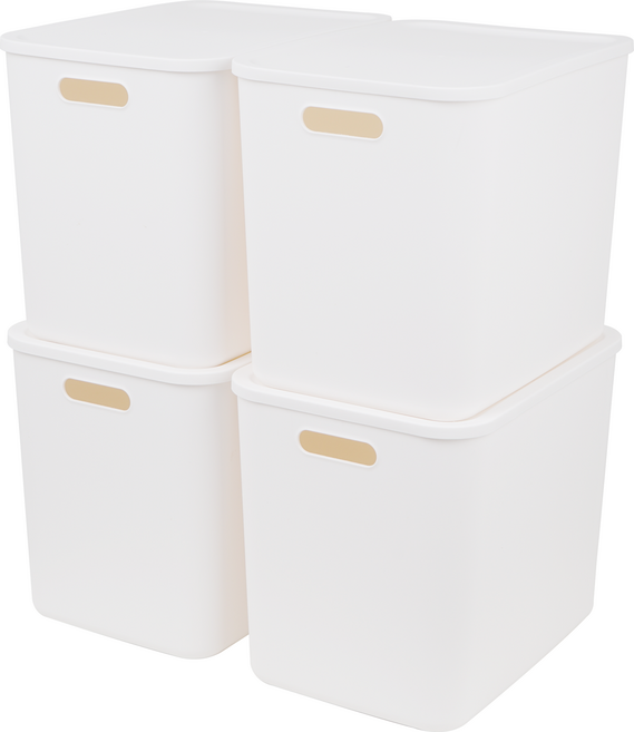 코멧 홈 심플한 리빙박스 팬트리 정리함, 화이트, 4개