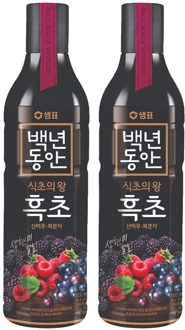 샘표 백년동안 산머루 복분자 현미발효 흑초, 900ml, 2개