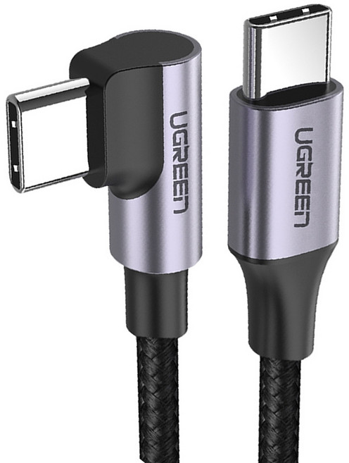 UGREEN 綠聯 快充電競傳輸線 USB-C/Type-C 3A 公對公編織金屬版, 1m, 1條, 黑色