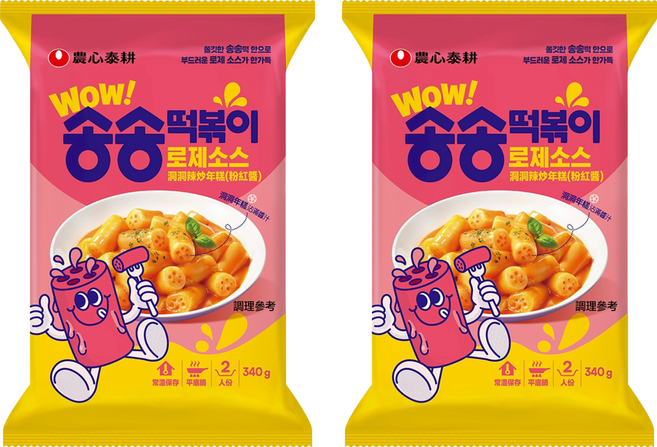 TAEKYUNG 泰耕 洞洞辣炒年糕 粉紅醬, 340g, 2包