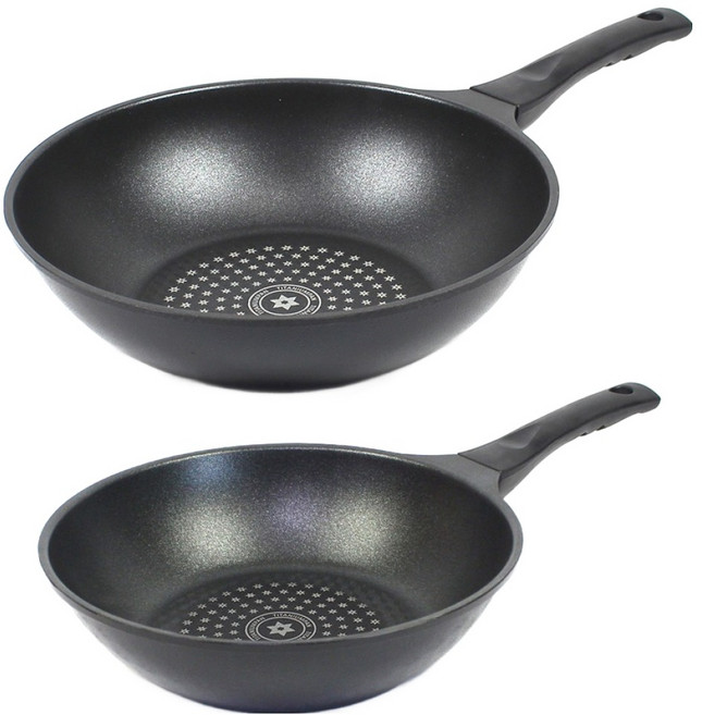 키친아트 뉴 티타늄 코팅 궁중팬 세트 2개, 블랙, 궁중팬 28cm + 궁중팬 24cm, 1세트