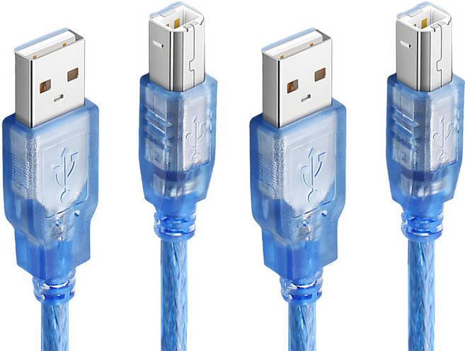 USB2.0 A公對B公印表機傳真機傳輸連接線 藍色, 5m, 2條