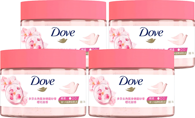 Dove 多芬 去角質身體磨砂膏 櫻花甜香, 298g, 4罐