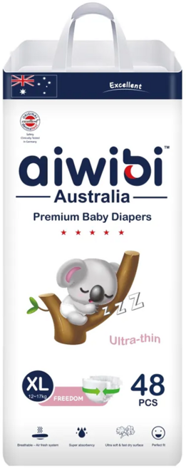aiwibi 愛薇彼 零觸感瞬吸黏貼型尿布 12~17kg, XL, 48片