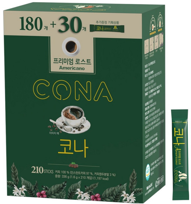 CONA 프리미엄 로스트 아메리카노 원두커피믹스, 1.6g, 210개입, 1개