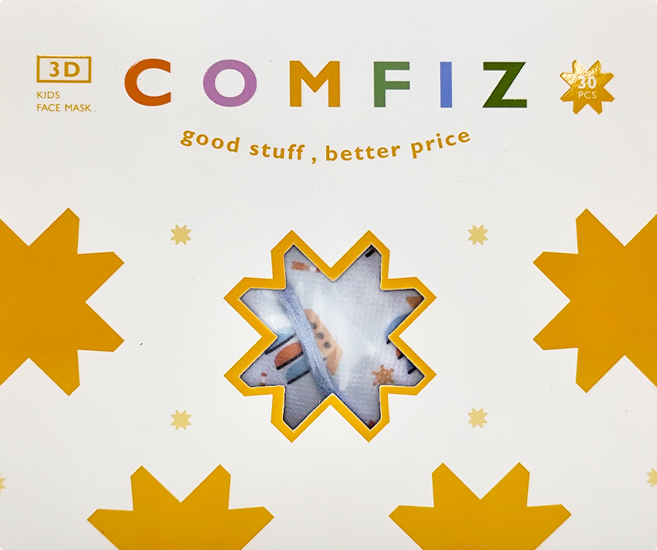 COMFIZ 康菲 幼幼3D醫療口罩 兒童 1-3歲, 乘風破浪 灰藍色, 30片, 1盒