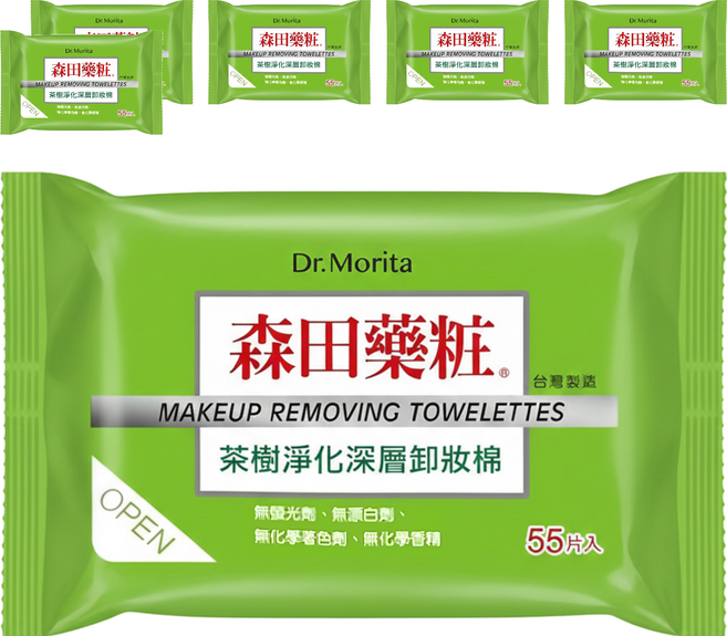 Dr.Morita 森田藥粧 台灣公司貨 茶樹淨化深層卸粧棉, 55片, 6包