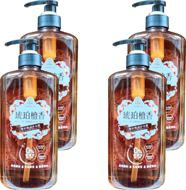美吾髮 雪松精油沐浴露 琥珀檀香, 4件, 700ml