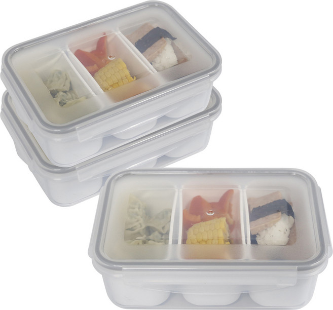 제오닉 도시락통 밀프랩 나눔반찬통 3칸 1.1L, 3개, 단품