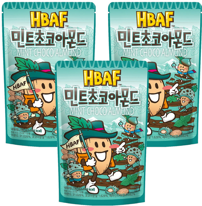 HBAF 민트초코 아몬드, 190g, 3개