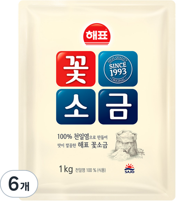 해표 꽃소금, 1kg, 6개