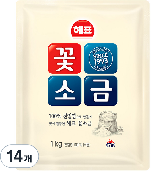 해표 꽃소금, 1kg, 14개