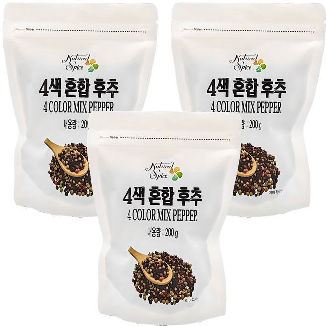 내츄럴스파이스 4색 혼합후추 리필용, 200g, 3개