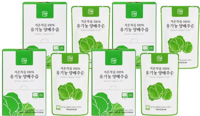 디더블유비에이치 저온착즙 100% 유기농 양배추즙, 1L, 4개