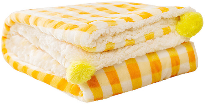 둥둥펫 반려동물 포근한 체크 담요 겸 이불, 옐로우, 1개