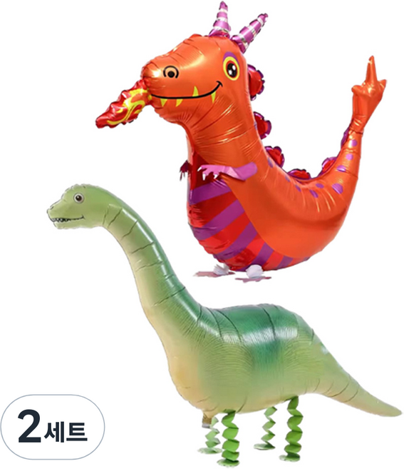 可走路散步動物散步角色氣球2款套組 P25005H, 恐龍, 2套