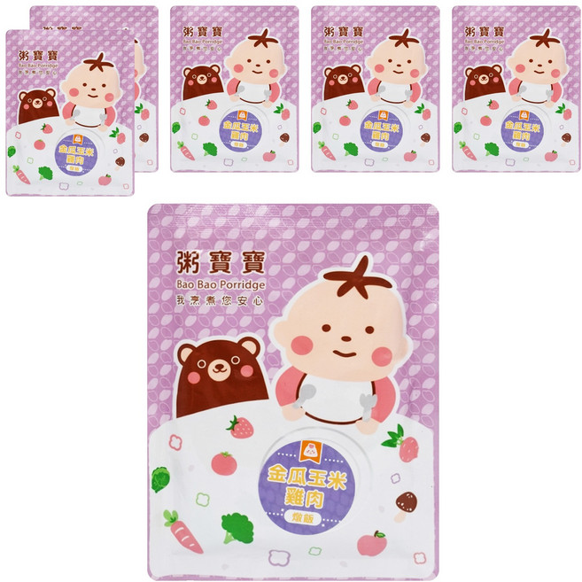 無毒農 粥寶寶 金瓜玉米雞肉燉飯 1歲以上, 150g, 6包