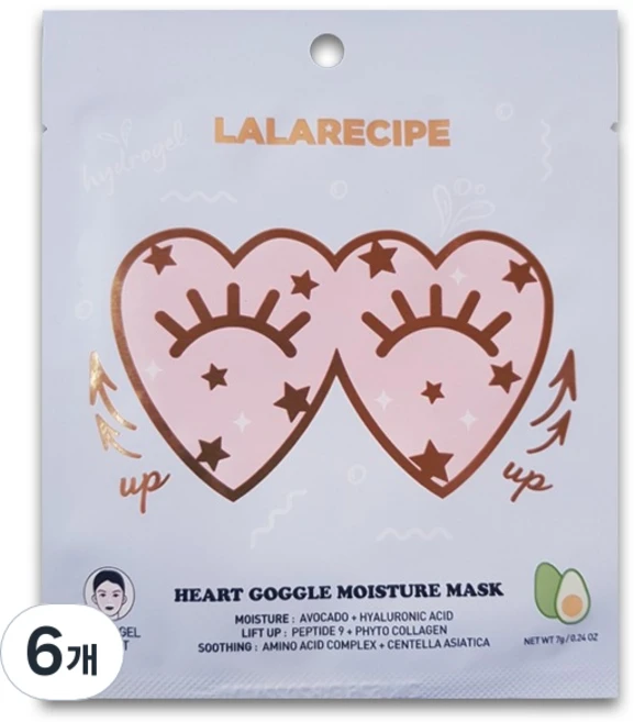 라라레서피 하트고글 모이스처 마스크 7g, 1개입, 6개 - 쿠팡