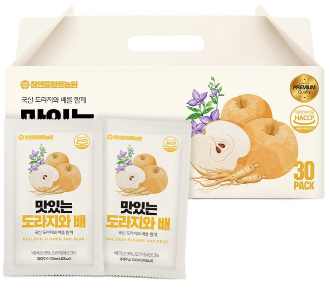 참앤들황토농원 맛있는 도라지와 배, 100ml, 30팩