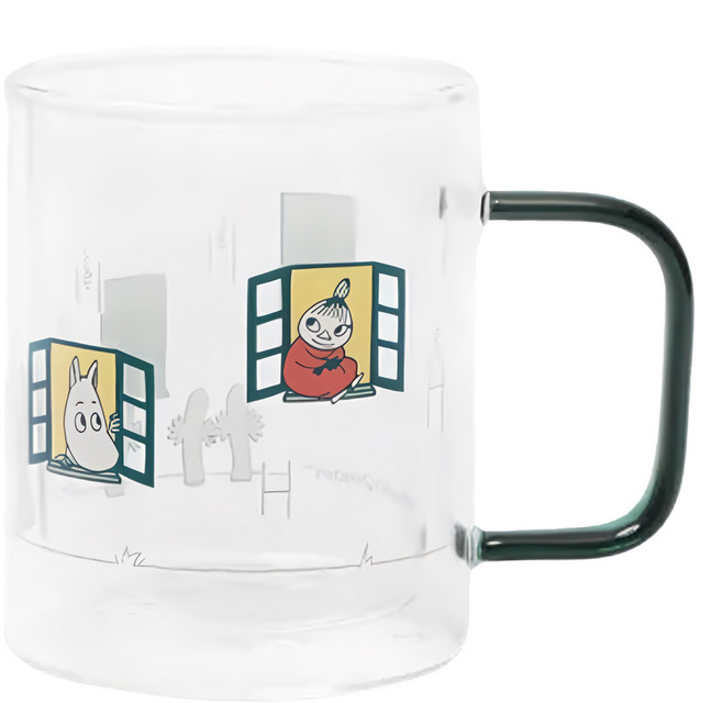 norns Moomin耐熱玻璃杯 房屋 300ml 雙層隔熱冷熱皆宜, 1個