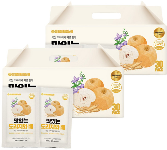 참앤들황토농원 맛있는 도라지와 배 건강즙, 3L, 60팩