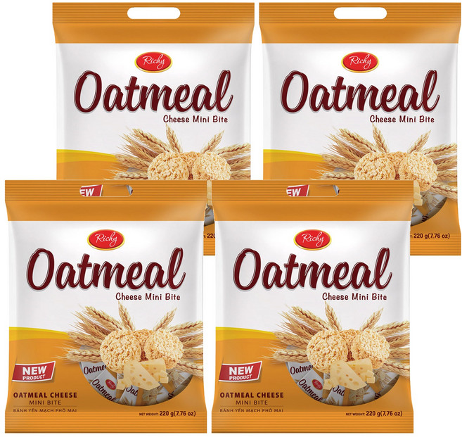 Richy 迷你一口燕麥酥 起司口味, 220g, 4包