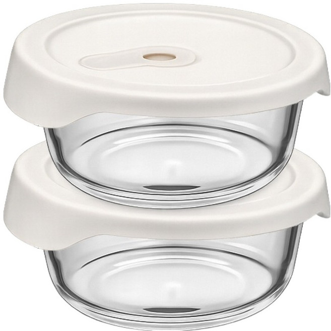 발룬피니 내열강화유리 오븐렌지 밥용기 원형, 2개, 400ml