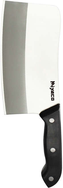 MiyAco 米雅可 高級御料理庖丁 斬剁刀 嚴選420不銹鋼鋼材 硬度高堅固耐用 三重鉚釘設計, 黑色握柄 銀色刀刃, 1支