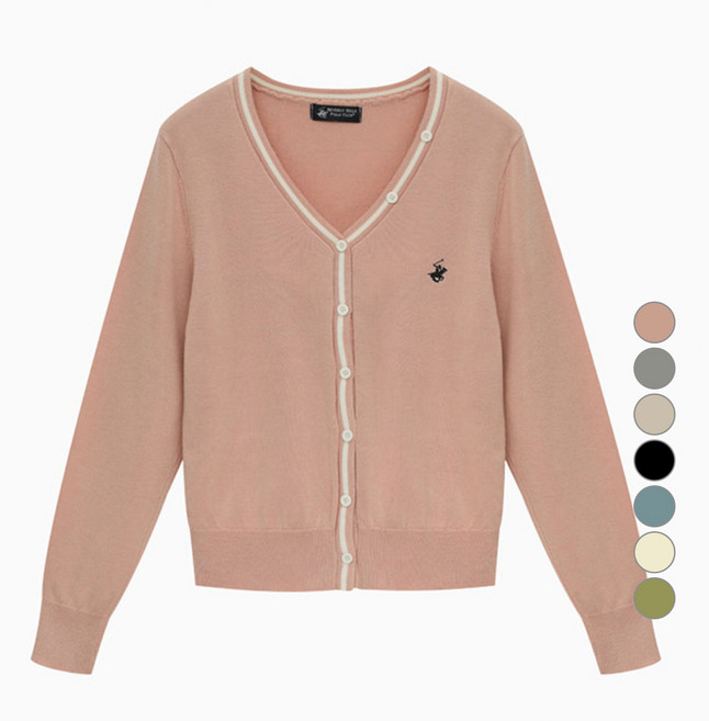 BEVERLY HILLS POLO CLUB 比佛利保羅 女款領口鈕扣針織開襟衫