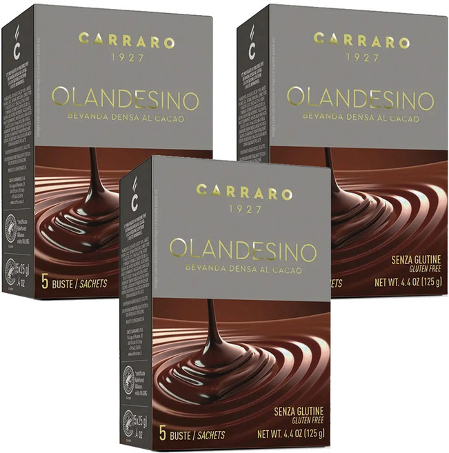 CARRARO Olandesino Cacao 香濃甜蜜巧克力即溶可可粉隨身包 不含麩質, 5包, 25g, 3盒