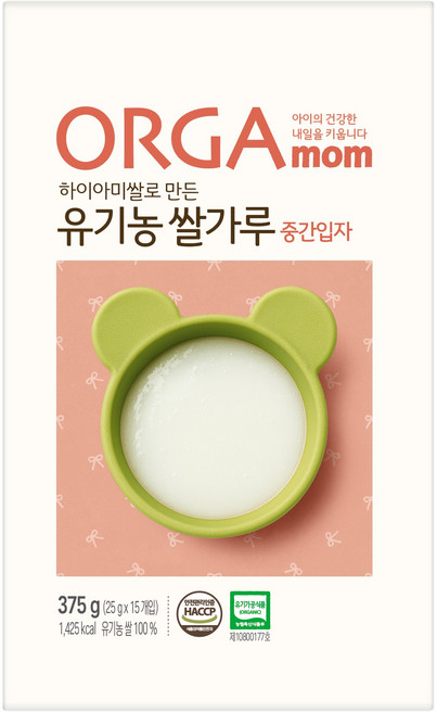 올가맘 하이아미쌀로 만든 유기농 쌀가루 중간입자 이유식, 1개, 375g