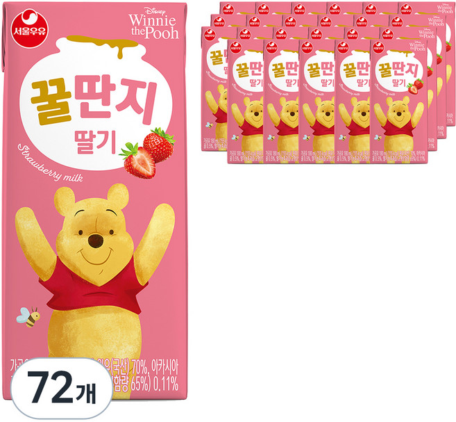 서울우유 딸기 꿀딴지, 180ml, 72개