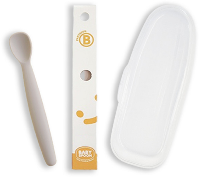 판테온 실리콘 초기 중기 이유식 스푼 대 + 케이스, 모던 그레이, 1개